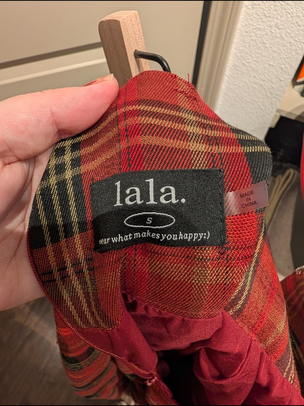 Dressed In Lala Plaid Red High-Waist Maxi Skirt with Leopard Embroidery - Picture 5 of 5